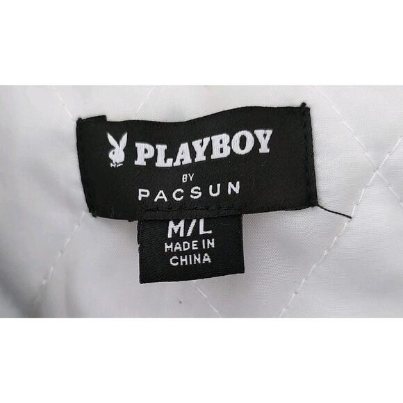 RARE Mens Pacsun Playboy Jacket Plaid Khaki Hood Quilt Lined Runs Big - Med/Larg - Picture 3 of 7